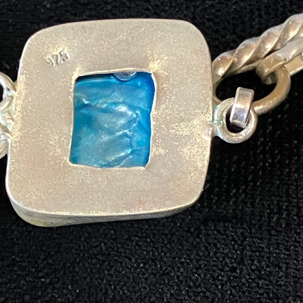 Artisan Blue lace agate 925 Sterling silver bracelet